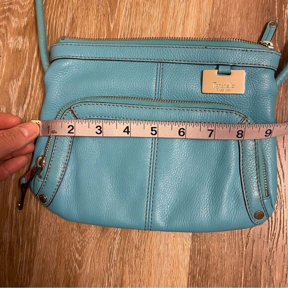 TIGNANELLO BLUE genuine LEATHER CROSSBODY BAG purse EUC 7.5x9.5 - Picture 7 of 12
